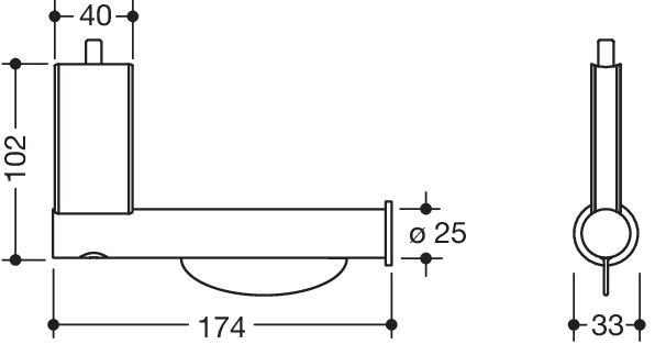 HEWI Aufrüstsatz WC-Papierhalter, Edelstahl, für Ø 32 mm, pulverbeschichtet, Edelstahl pulverbeschichtet schwarz tiefmatt