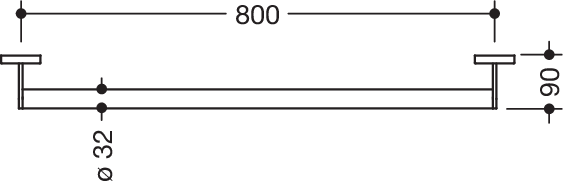 HEWI Haltegriff System 900 Länge 800 mm, pulverbeschichtet weiß tiefmatt, Edelstahl