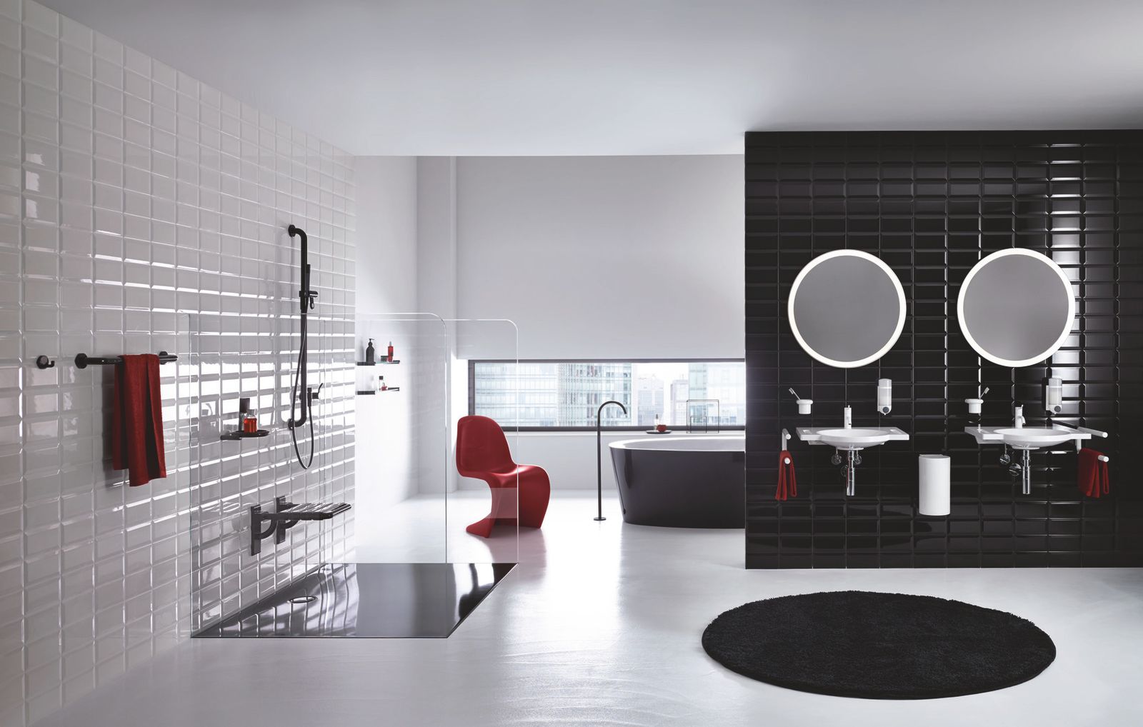 HEWI Badetuchhalter 477 457 mm, anthrazitgrau, Rosetten d= 60mm