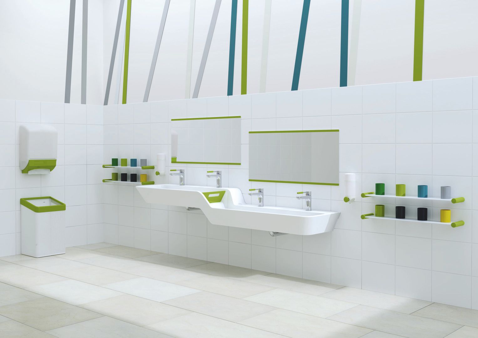HEWI Spiegel 850x400x4, verdeckte Befestigung, apfelgrün