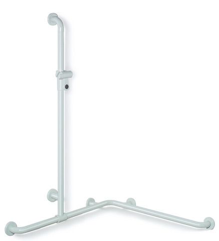 HEWI Duschhandlauf 801 2 x 762 x 1250 mm, anthrazitgrau, mit Brausehalterstange, Aluminiumkern