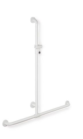 HEWI Duschhandlauf 801 1184 x 1250 mm, lichtgrau, mit verschiebbarer Brausehalterstange