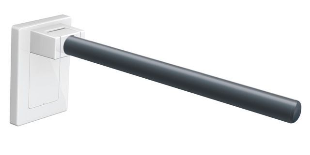 HEWI Stützklappgriff Mono System 800 K Ausladung 600 mm, Abdeckung reinweiß, anthrazitgrau
