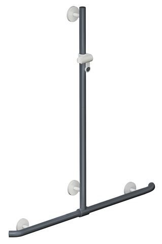 HEWI Duschhandlauf System 800 K 1250 x 1184 mm, anthrazitgrau, mit verschiebbarer Brausestange