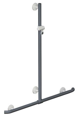 HEWI Duschhandlauf System 800 K 1100 x 812 mm, rubinrot, mit verschiebbarer Brausestange