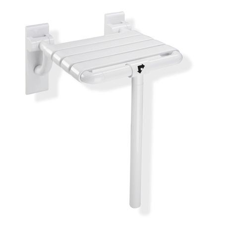 HEWI Klappsitz 801 345x408mm, mit Bodenstütze, felsgrau