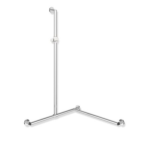 HEWI Edelstahl-Duschhandlauf System 900 1250 x 965 x 1185 mm, verchromt, Brausehalter Polyamid signalweiß, links