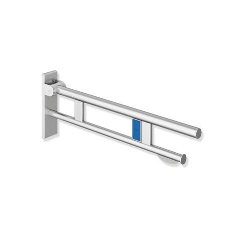 HEWI Stützklappgriff System 900 Ausladung 900 mm, Edelstahl matt geschliffen, links, WC-Papierhalter/Funk-Spülauslösung