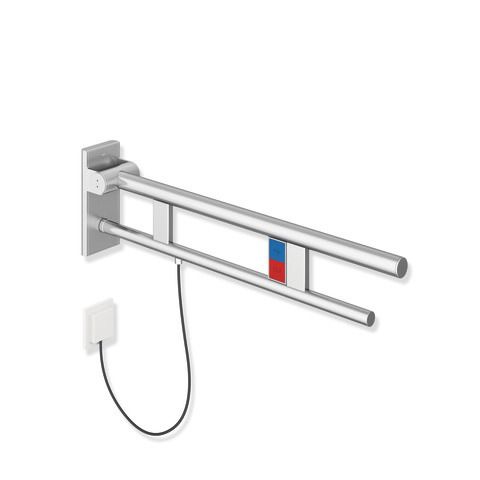 HEWI Stützklappgriff System 900 Ausladung 750 mm, Edelstahl matt geschliffen, links