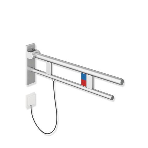 HEWI Stützklappgriff System 900 Ausladung 850 mm, Edelstahl matt geschliffen, links