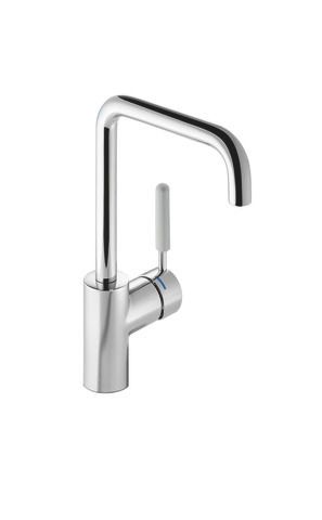 HEWI Waschtisch-Einhebelmischer AQ 477/801 Griff felsgrau, Rundrohr, Ausladung 187mm, verchromt