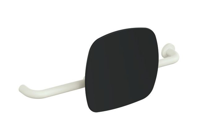 HEWI Rückenstütze 801 Wandabstand 150mm, Ausführung rechts, matt, Lehne tiefschwarz, reinweiß