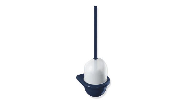 HEWI Toilettenbürstengarnitur 477 141x470x140mm, Wandmontage, Oberteil matt weiß, stahlblau