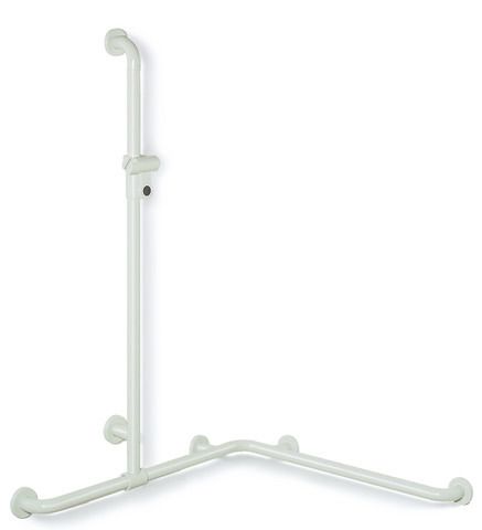 HEWI Duschhandlauf 801 762/762 x 1250 mm, reinweiß, mit Brausehalterstange