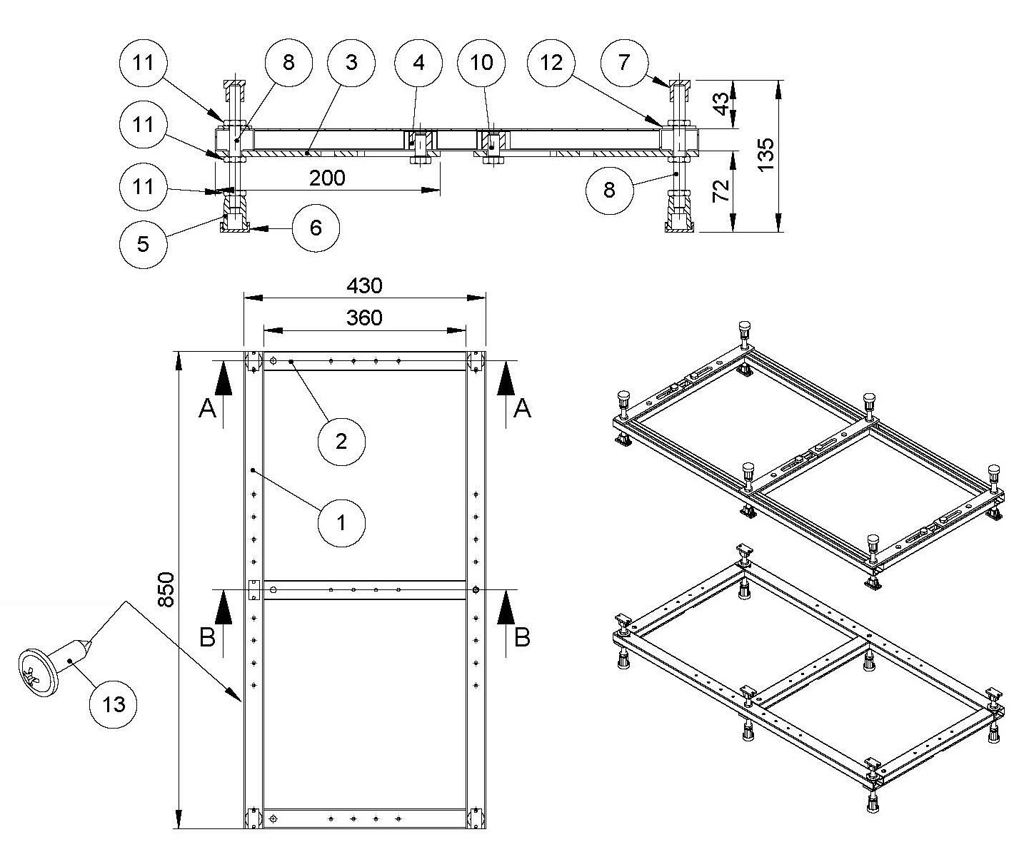 Hoesch Untergestell Thasos für 120 x 90, 140 x 90 cm