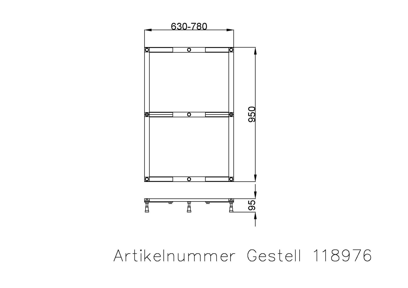 Hoesch Untergestell Muna für 150/160/170/180/190/200 x 100 cm