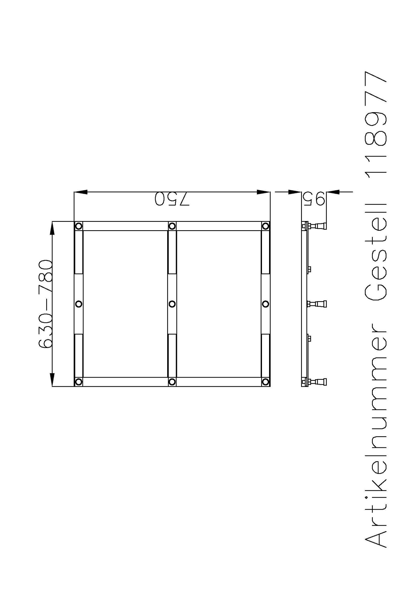 Hoesch Untergestell Muna für 150/160/170/180/190/200 x 80 cm