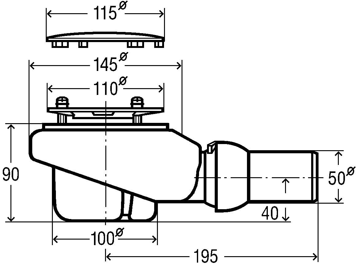 Hoesch Ablaufarmatur Compact Ø 90 mm, mit runder Ablaufabdeckung, verchromt