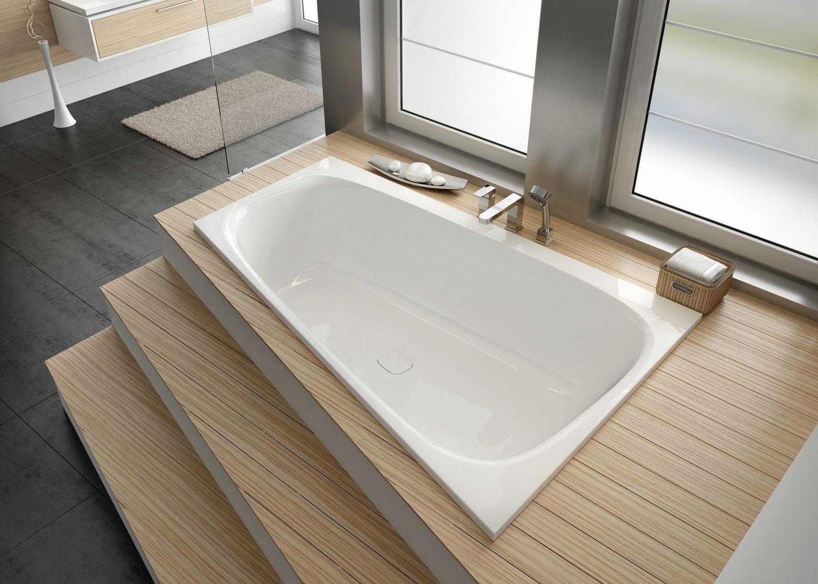 Hoesch Badewanne iSENSI Trapez 150x100cm, rechts, weiß