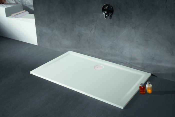 Hoesch Mineralguss-Duschwanne Muna 140 x 90 x 3 cm, weiß, Solique