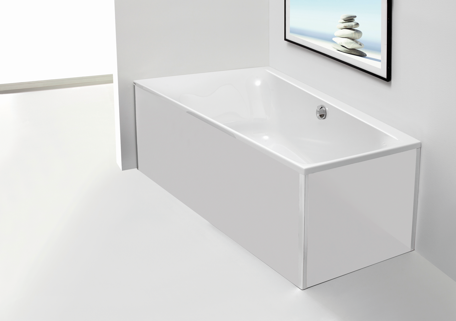 Hoesch Glasverkleidung WW-Rechteck 180x80cm, für Ecke, weiß