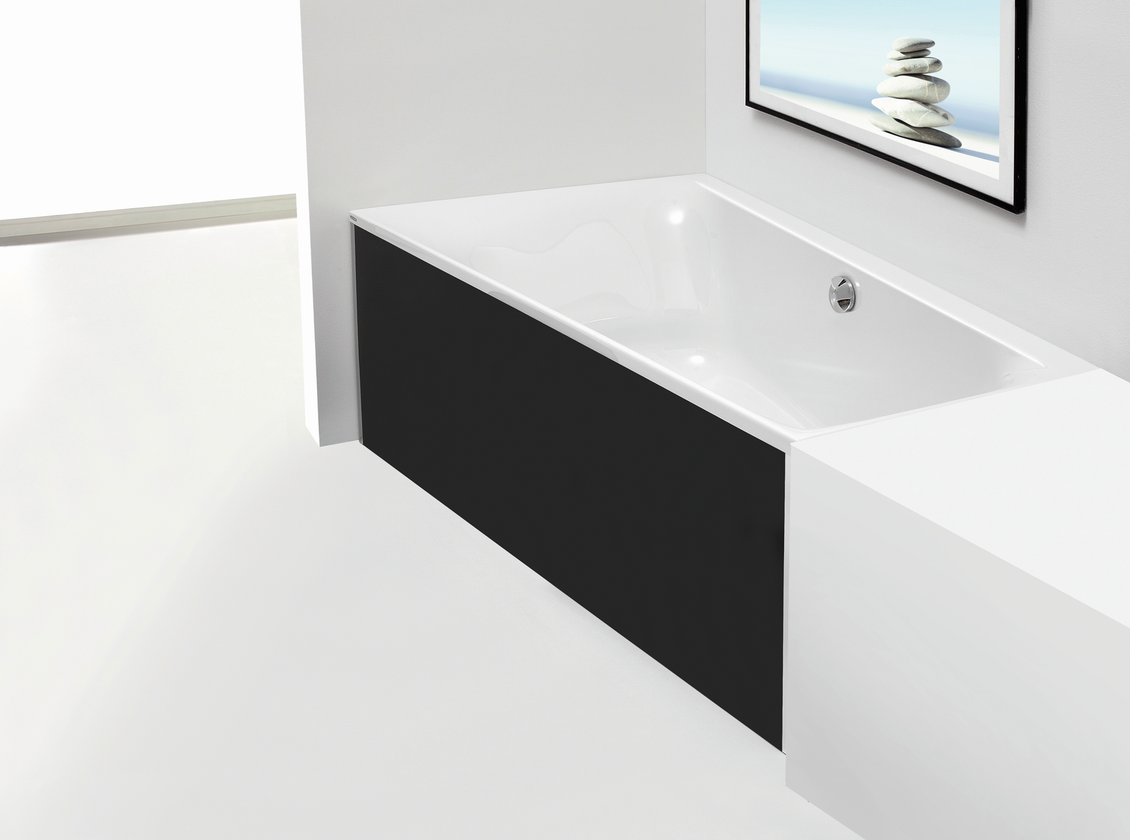 Hoesch Glasverkleidung WW-Rechteck 150 x 100 cm, für 3746, schwarz, für Nische