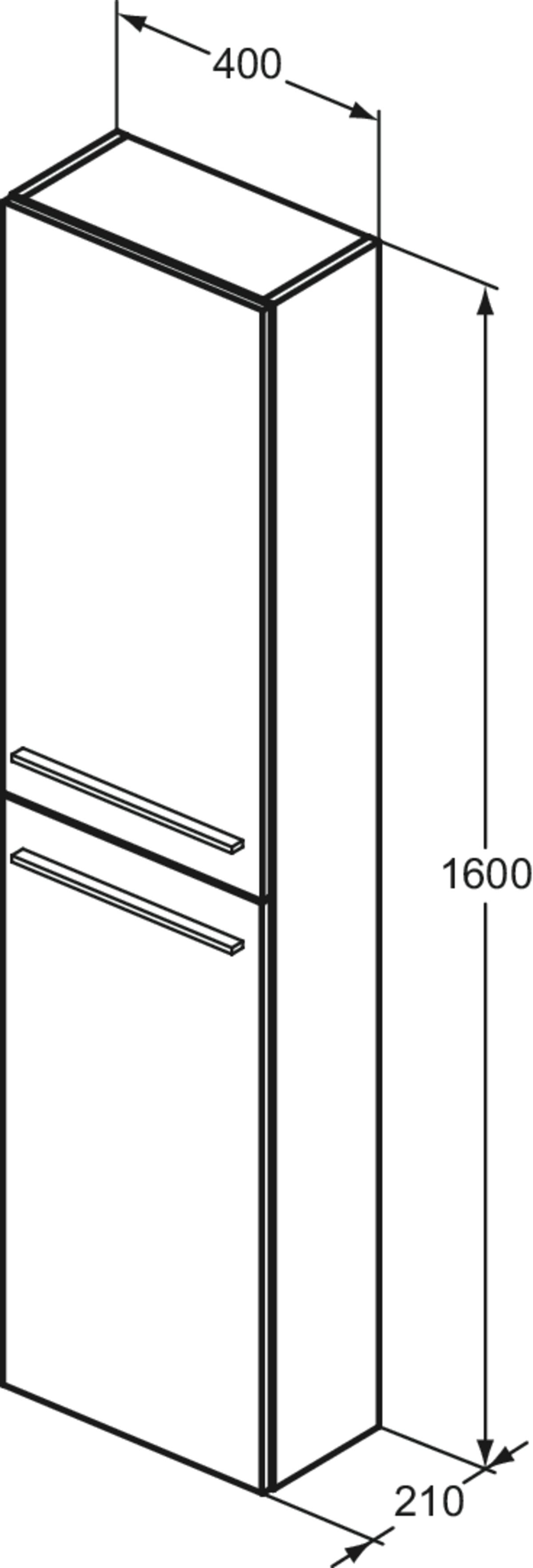 Ideal-Standard Hochschrank i.life S 1 Tür, Anschlag rechts/links, 40 x 21 x 160 cm, Eiche natur