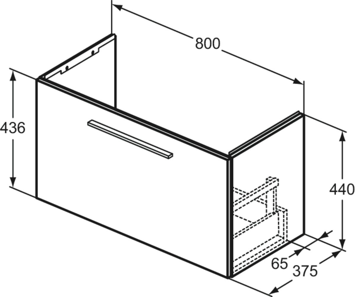 Ideal-Standard Möbel-Waschtischunterschrank i.life S 1 Auszug, 80 x 37,5 x 44 cm, carbongrau matt