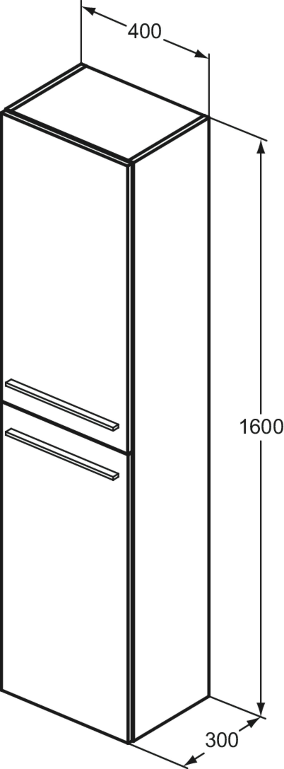 Ideal-Standard Hochschrank i.life A 40x30x160cm, 2 Türen, Anschlag rechts oder links, carbongrau matt