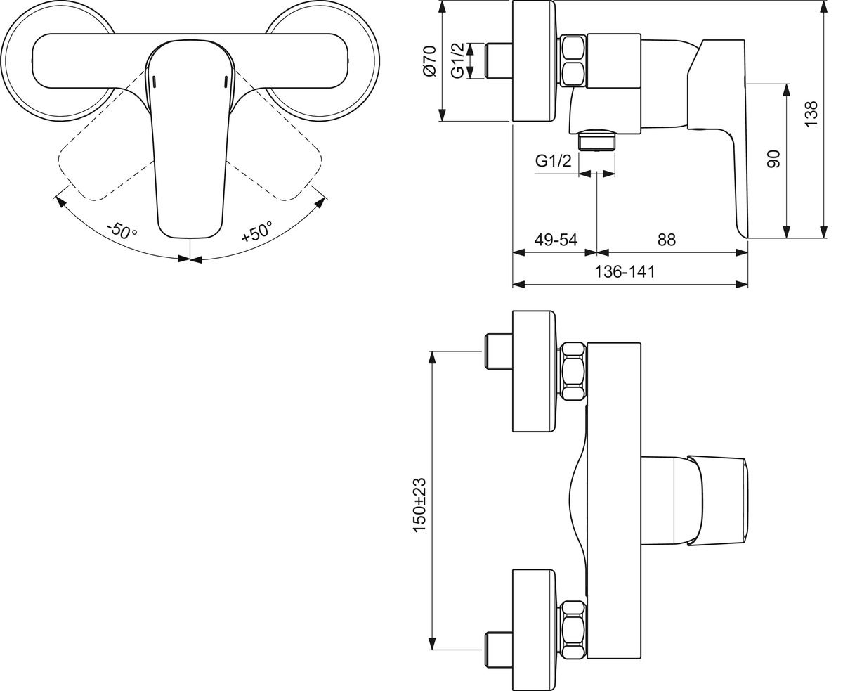 Ideal-Standard Brause-Einhebelmischer CeraPlan III AP, verchromt