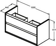 Ideal-Standard Waschtisch-Unterschrank Connect Air 2 Auszüge, 100 x 44 x 51,7 cm, hellgrau glänzend/weiß matt