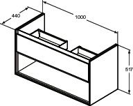 Ideal-Standard Waschtisch-Unterschrank Connect Air 1 Auszug, 100 x 44 x 51,7 cm, Eiche grau Dekor/weiß matt