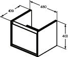 Ideal-Standard Waschtisch-Unterschrank Connect Air 1 Auszug, ohne Waschtischplatte, 48 x 40,9 x 40 cm, weiß glänzend/weiß matt