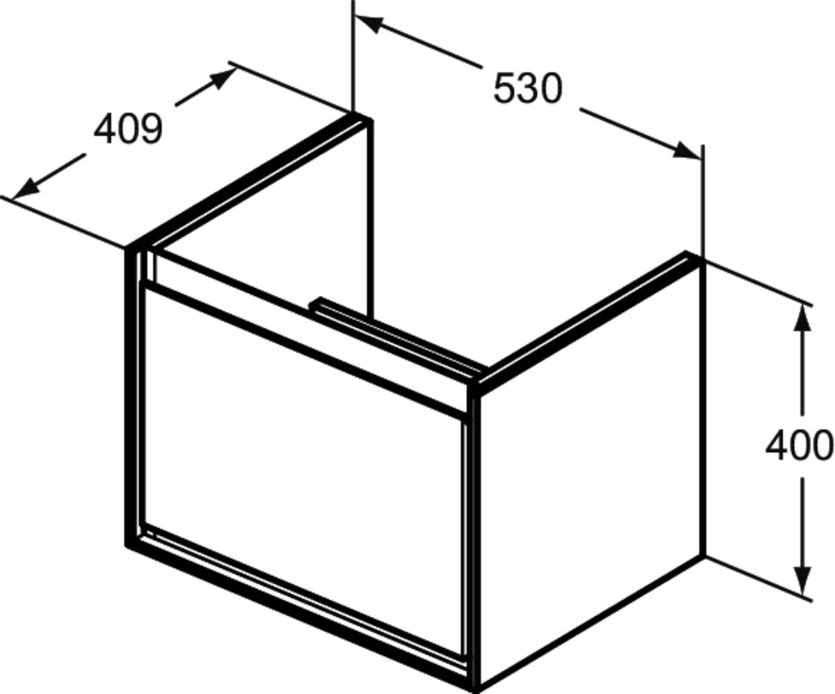 Ideal-Standard Waschtisch-Unterschrank Connect Air 1 Auszug, ohne Waschtischplatte, 53 x 40,9 x 40 cm, Eiche grau Dekor/weiß matt