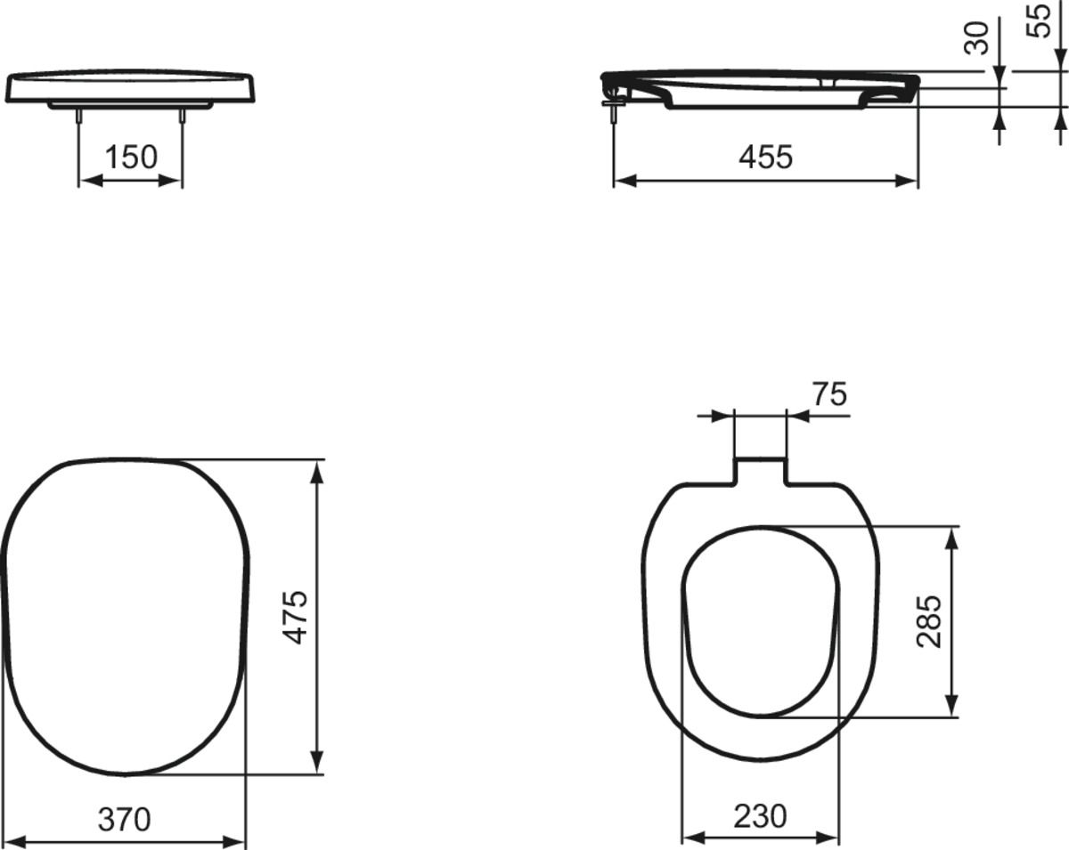 Ideal-Standard WC-Sitz Tonic mit Sitzpuffer und Scharniersatz, Softclosing