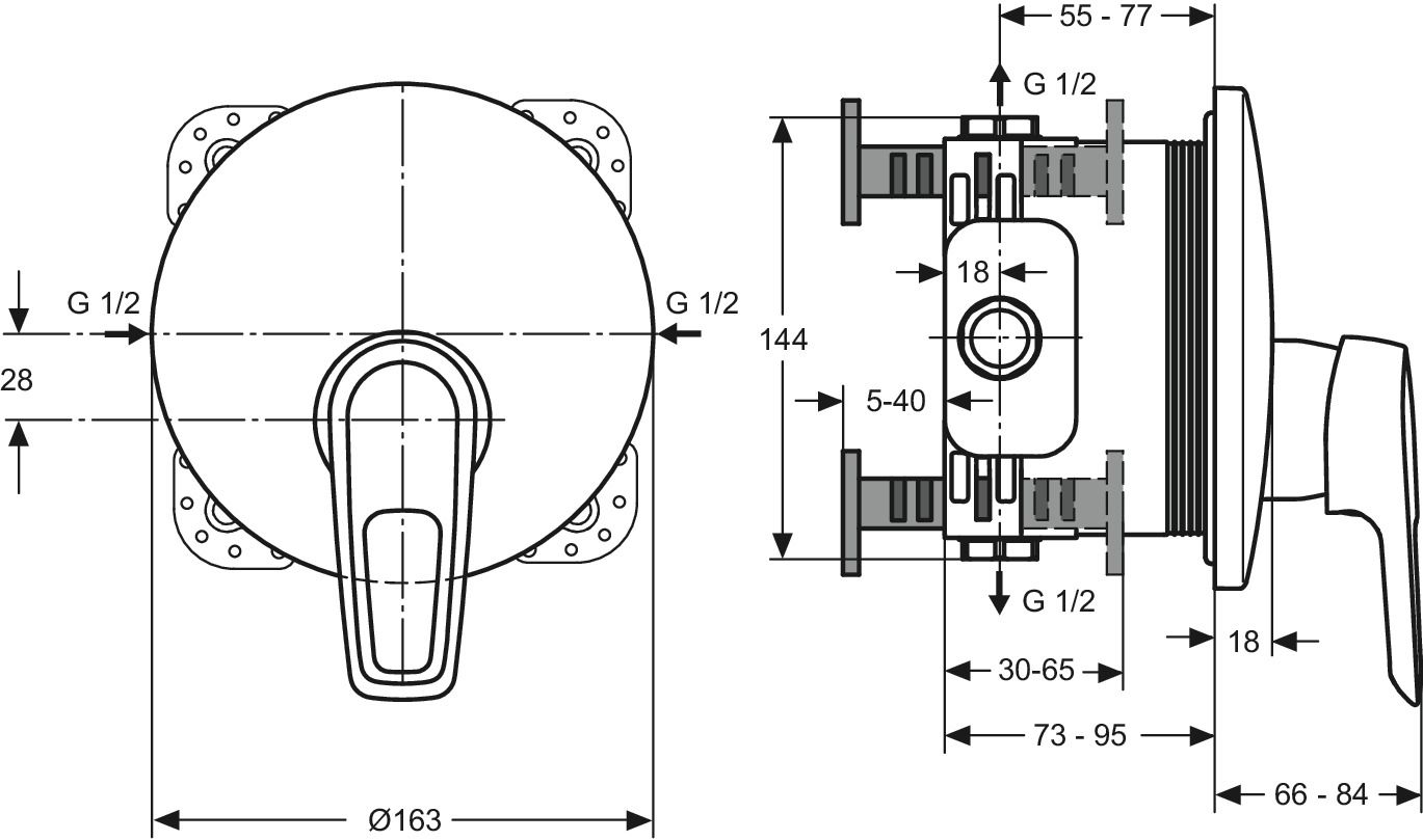 Ideal-Standard Fertigmontageset CeraMix Blue für UP-Brause-Einhebelmischer, chrom