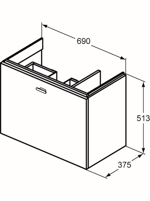 IS Innere Auszugsfront CONNECT SPACE, WTUS f. 690mm,Hgl. mittelgrau Dekor