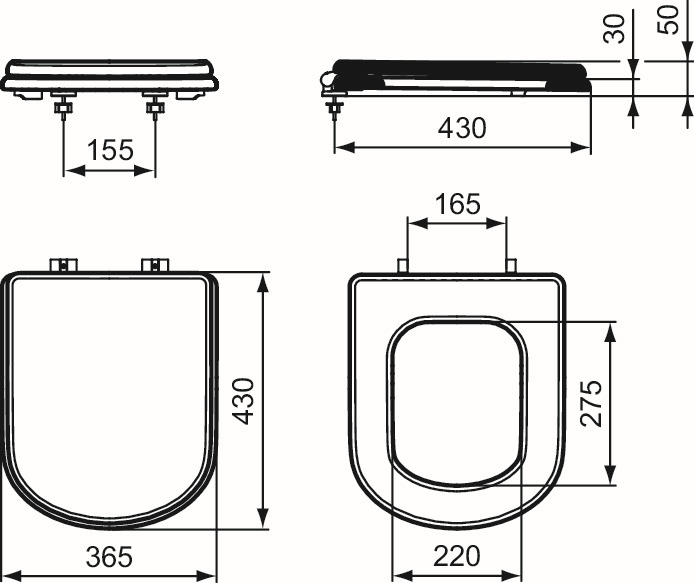 Ideal-Standard WC-Sitz Calla MDF, Scharniere Edelstahl, Softclosing, schwarz