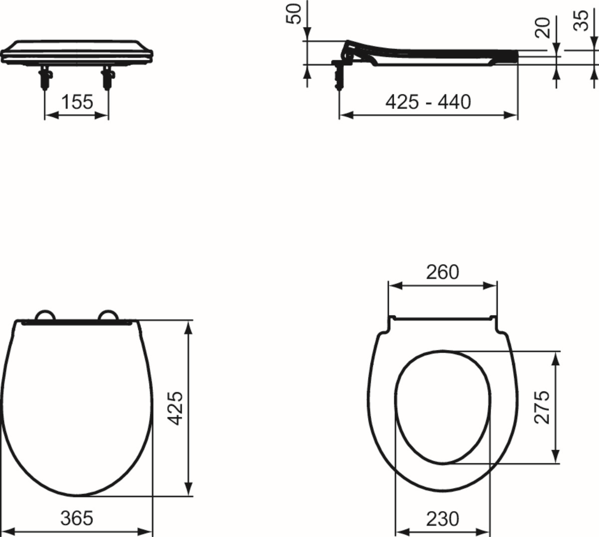 Ideal-Standard WC-Sitz Tirso Sandwich weiß, 36,5x42,5x5cm, Softclose
