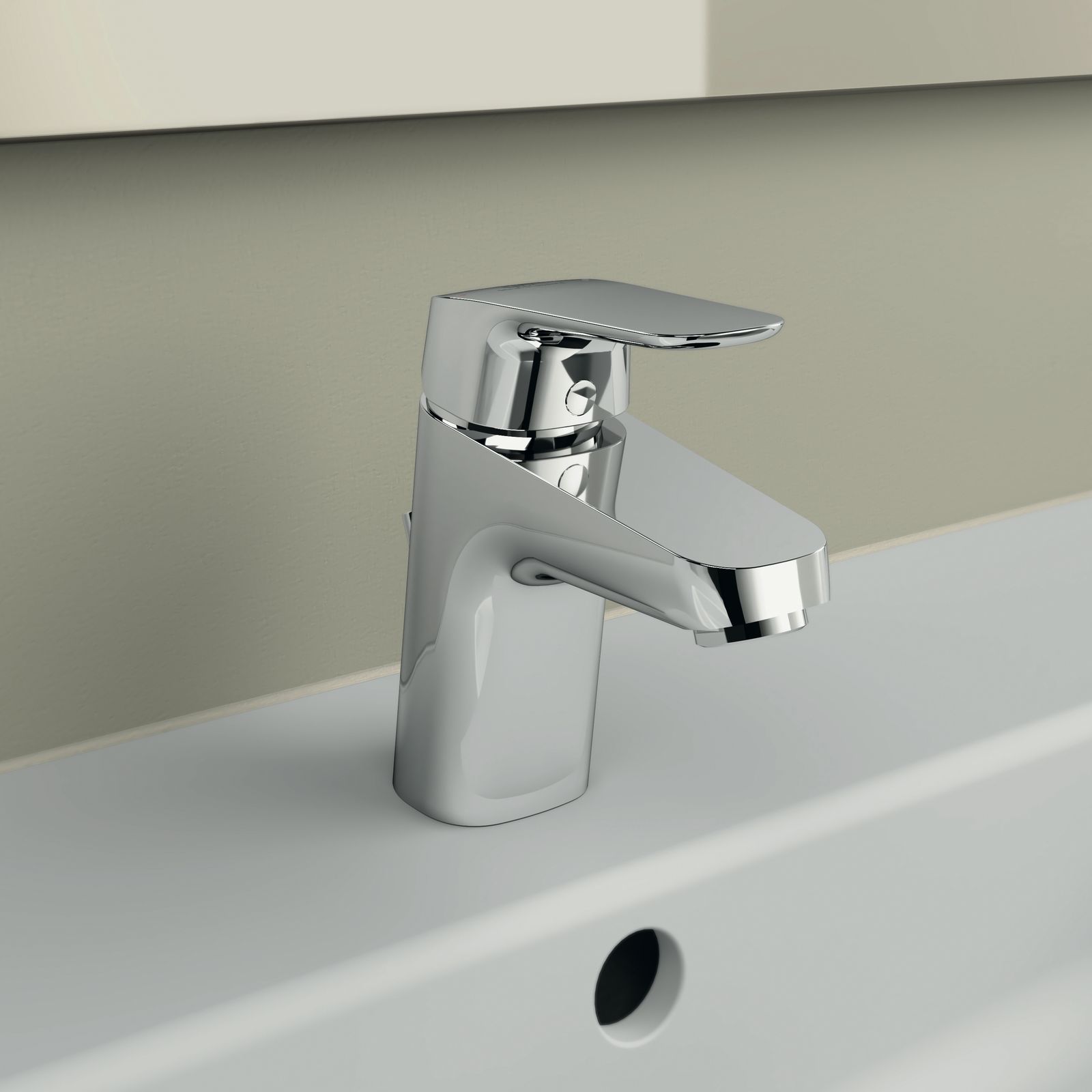 Ideal-Standard Waschtisch-Einhebelmischer CeraFlex mit Metall-Ablaufgarnitur, Ausladung 101mm, chrom