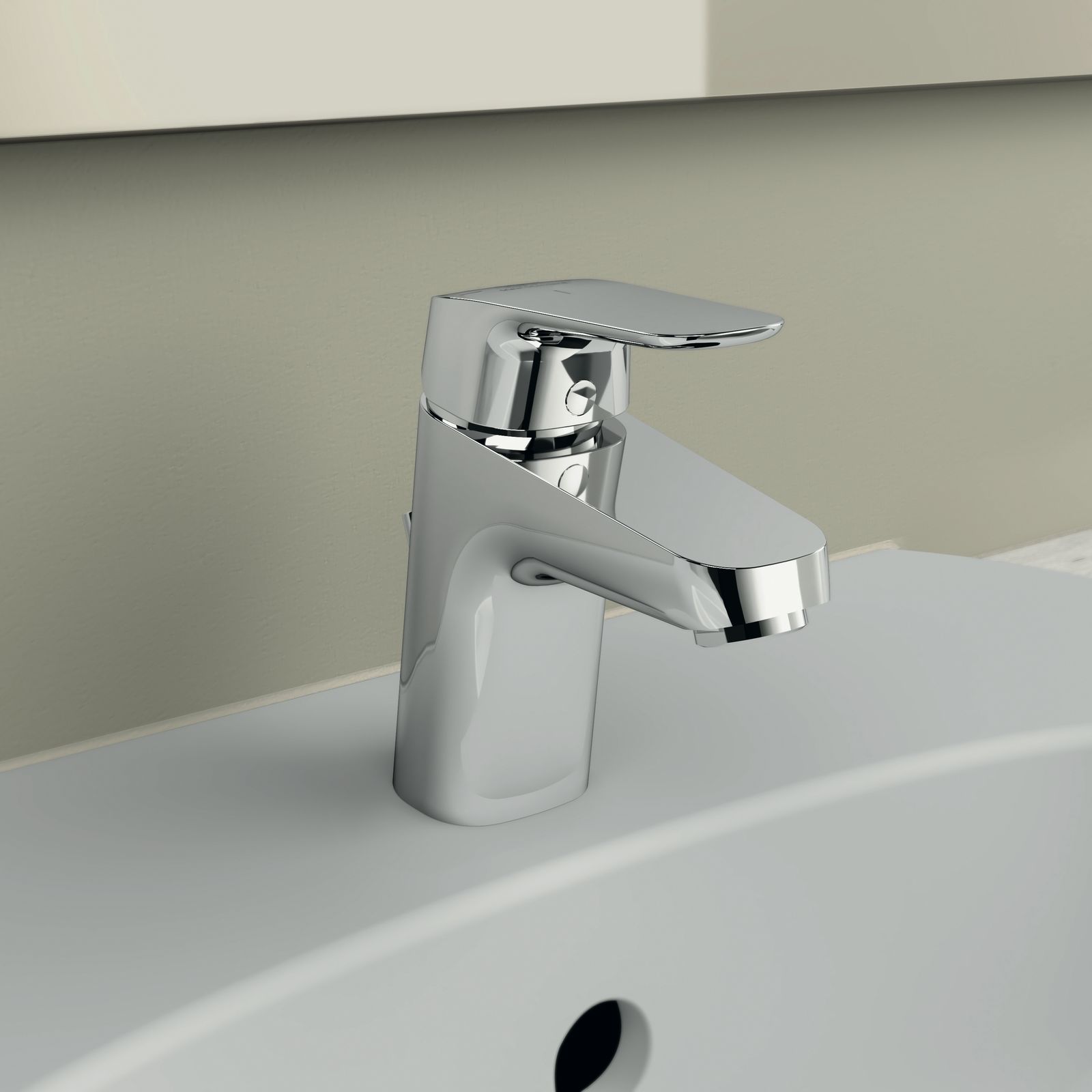 Ideal-Standard Waschtisch-Einhebelmischer CeraFlex BlueStart, mit Metall-Ablaufgarnitur, Ausladung 101mm, chrom