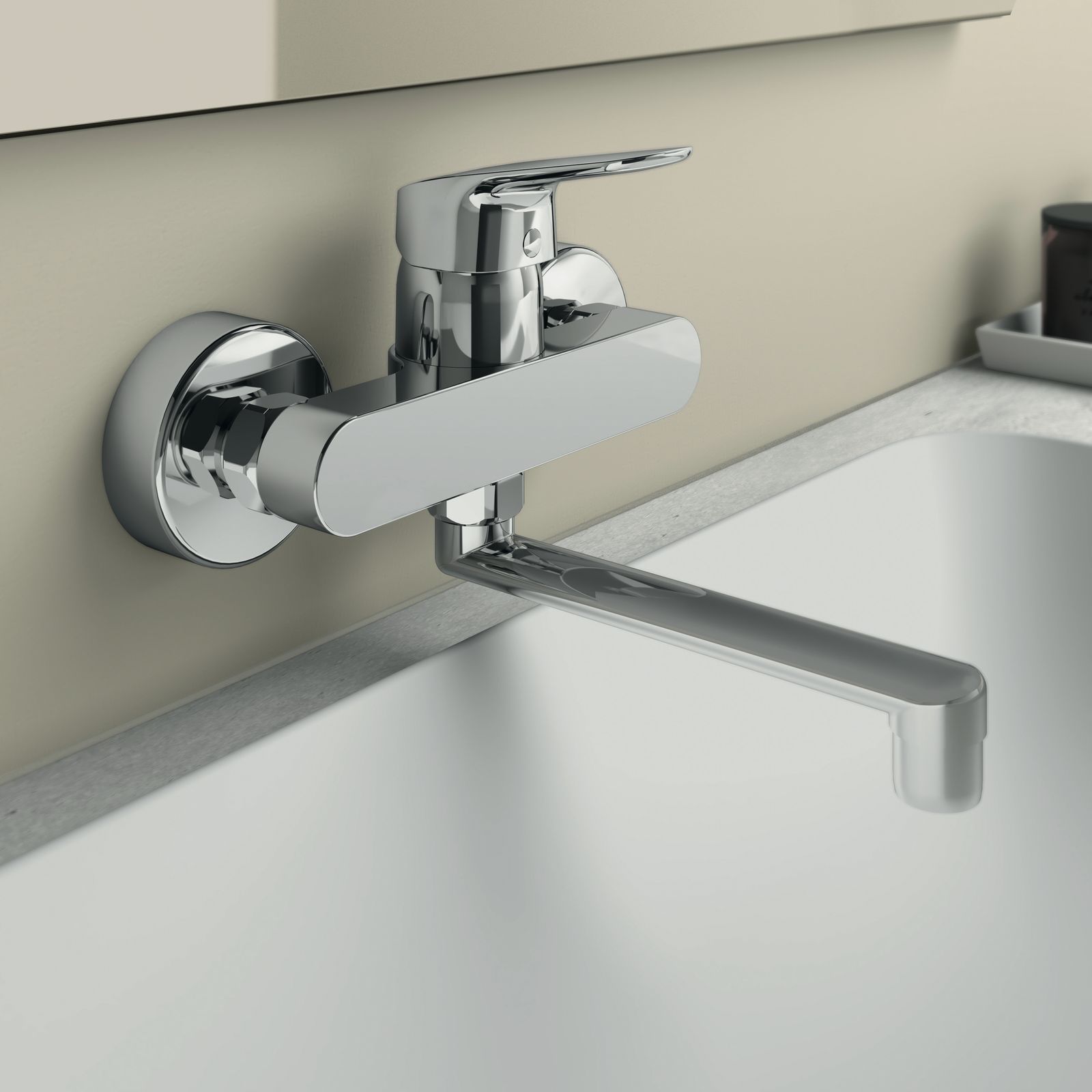 Ideal-Standard Wand-Waschtisch-Einhebelmischer CeraFlex AP, Ausladung 160mm, schwenkbarer Auslauf, chrom
