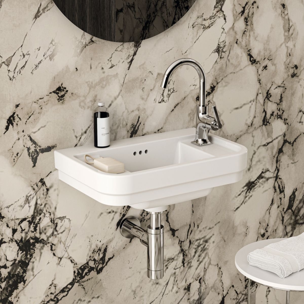 Ideal-Standard Waschtisch-Einhebelmischer Joy Neo Piccolo mit Ablaufgarnitur, Ausladung 140mm, mit Metall-Ablaufgarnitur, chrom