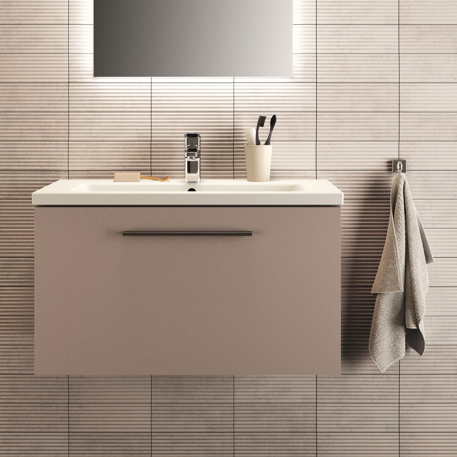 Ideal-Standard Möbel-Waschtischunterschrank i.life S 1 Auszug, 80 x 37,5 x 44 cm, carbongrau matt