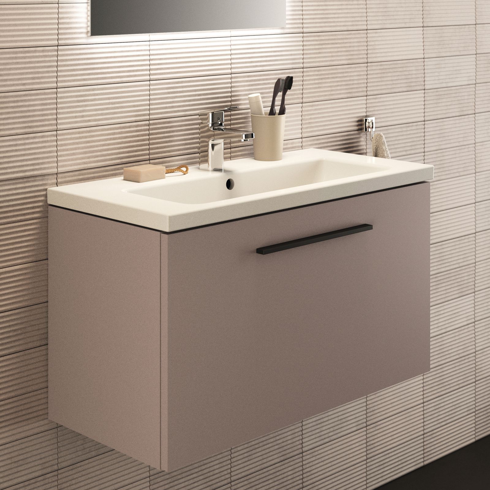 Ideal-Standard Möbel-Waschtischunterschrank i.life S 1 Auszug, 80 x 37,5 x 44 cm, carbongrau matt