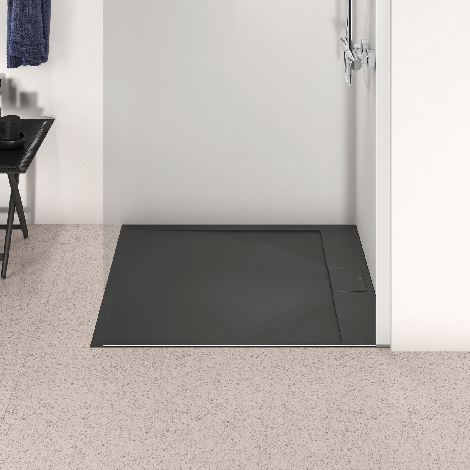 Ideal-Standard Rechteck-Brausewanne Ultra Flat S i.life 100 x 90 x 3 cm, Schiefer, Aufbauhöhe 30mm