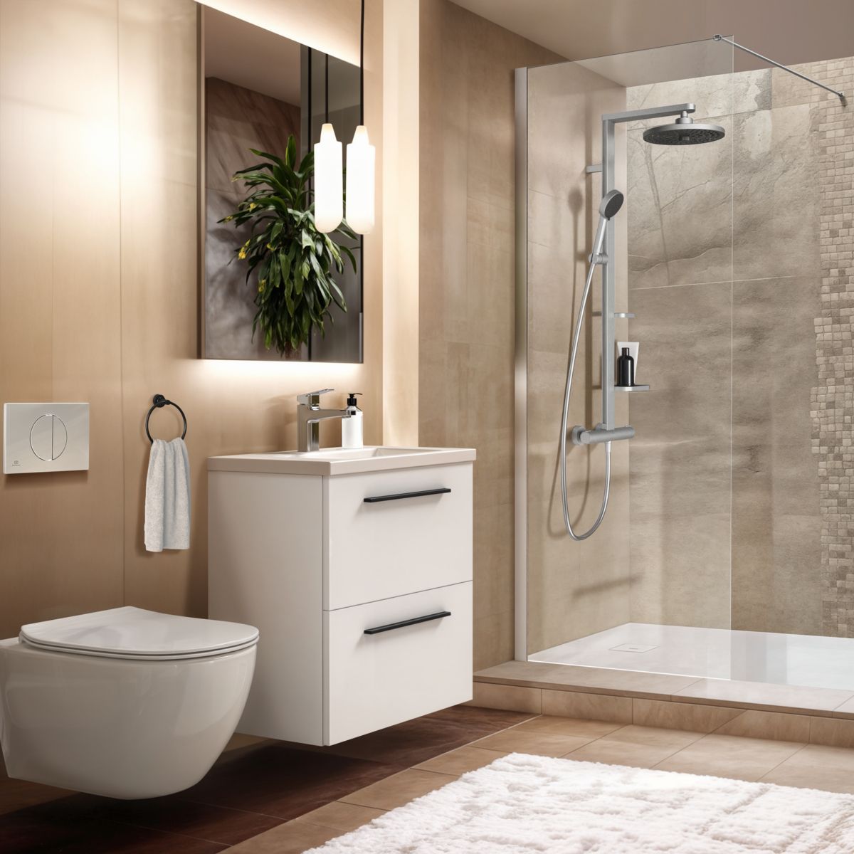 Ideal-Standard Möbel-Waschtischunterschrank i.life S 2 Auszüge, 60 x 37,5 x 63 cm, weiß matt