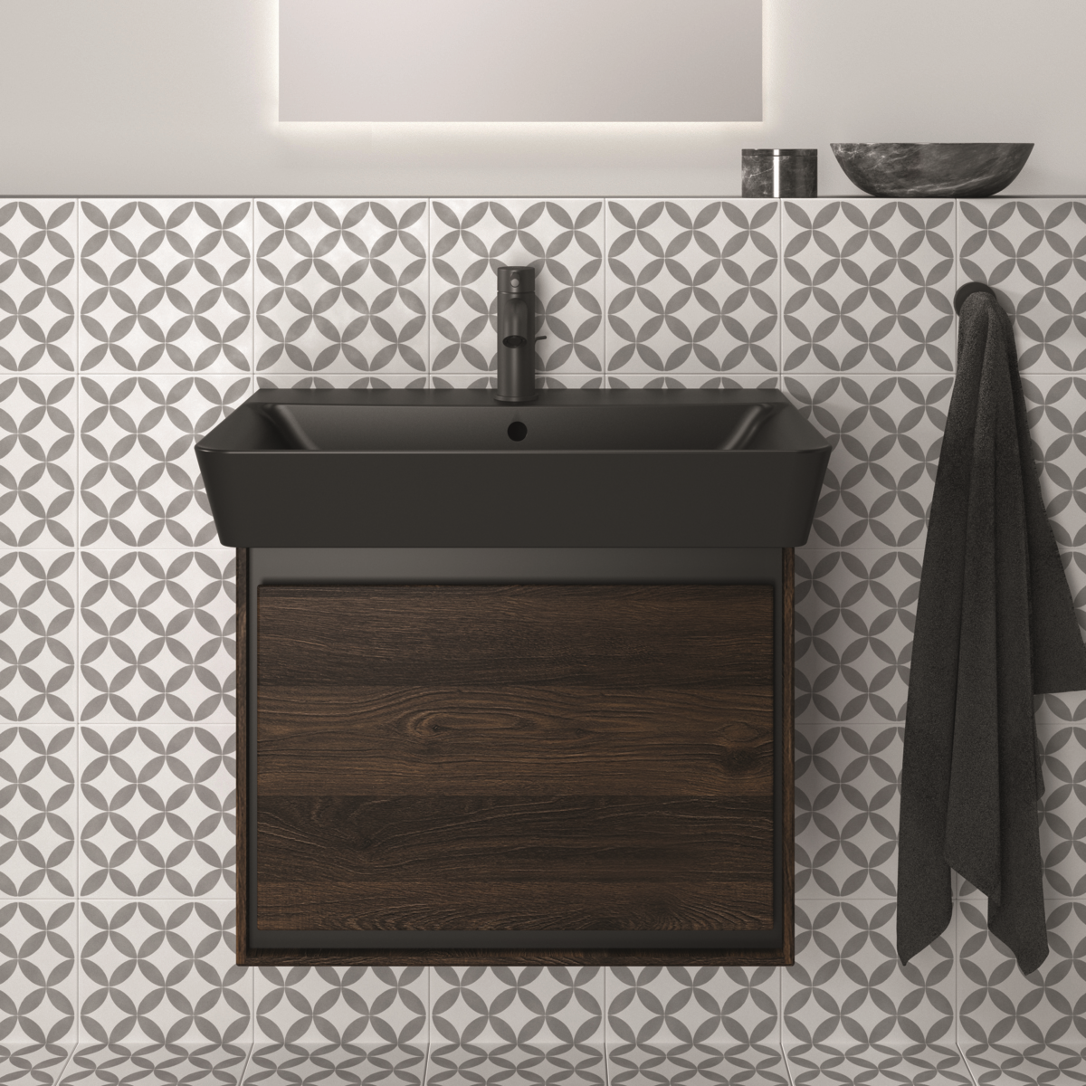 Ideal-Standard Möbelwaschtisch-Unterschrank Connect Air 53 x 40,9 x 40 cm, Nussbaum Dekor