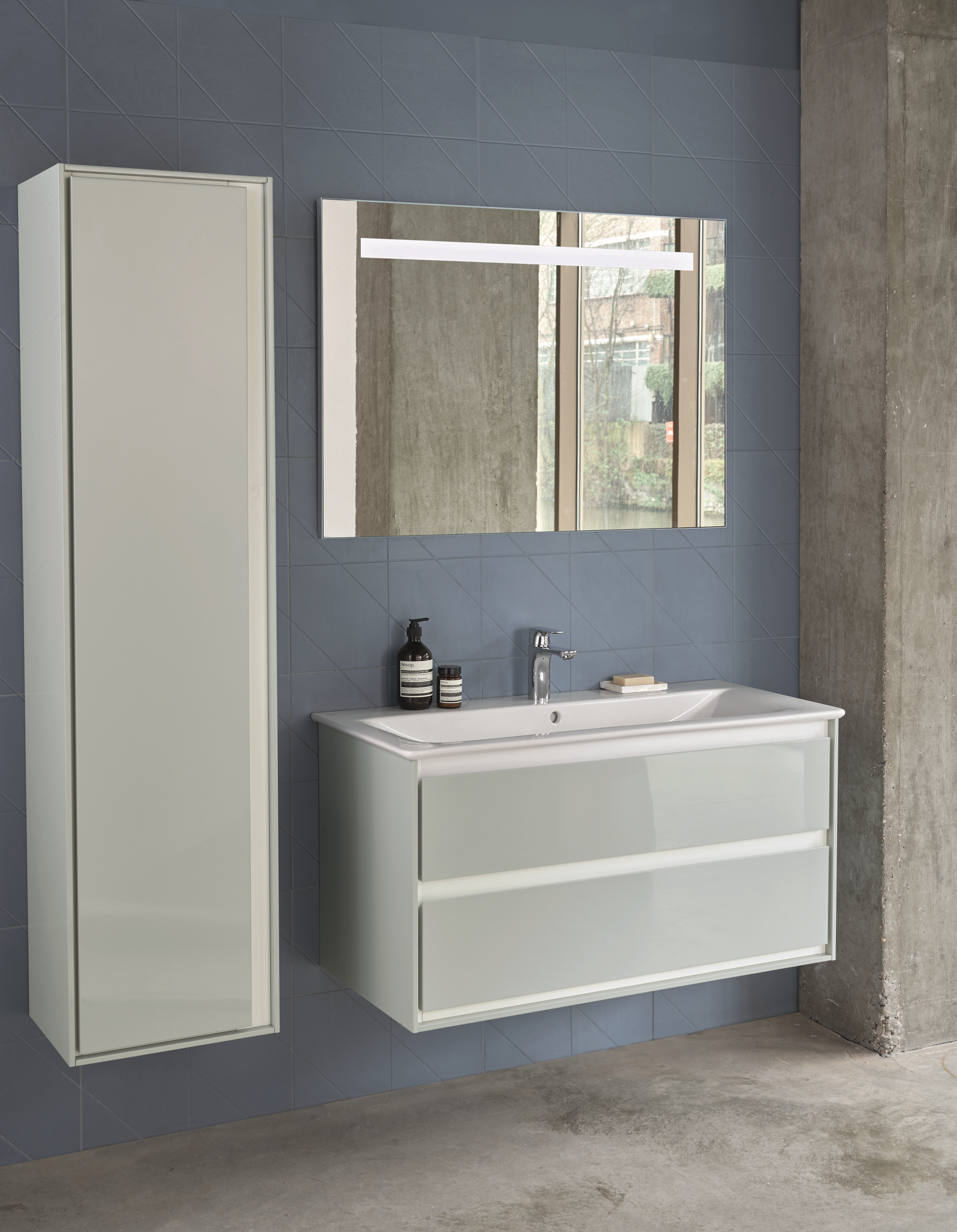 Ideal-Standard Waschtisch-Unterschrank Connect Air 2 Auszüge, 100 x 44 x 51,7 cm, hellgrau glänzend/weiß matt