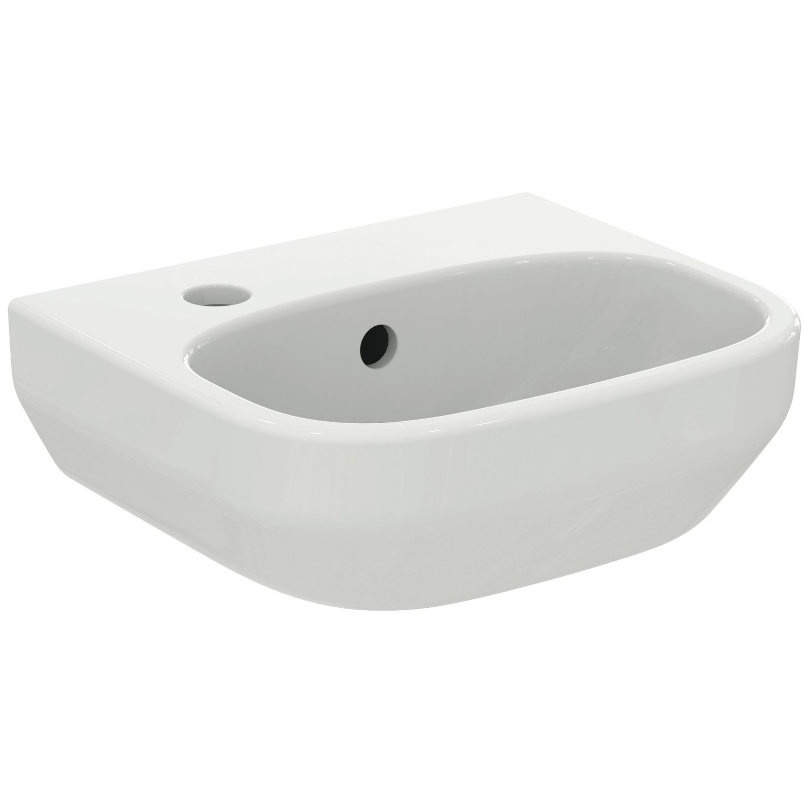 Ideal-Standard Handwaschbecken i.life A 35x30x15cm, mit Hahnloch/Überlauf, Hahnbank links, weiß